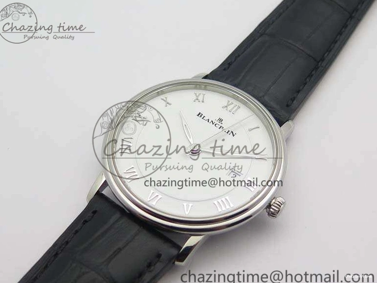 0326 Villeret 6651 SS ZF 1:1 Best Edition White Dial On Black Leather Strap A Practical 8098